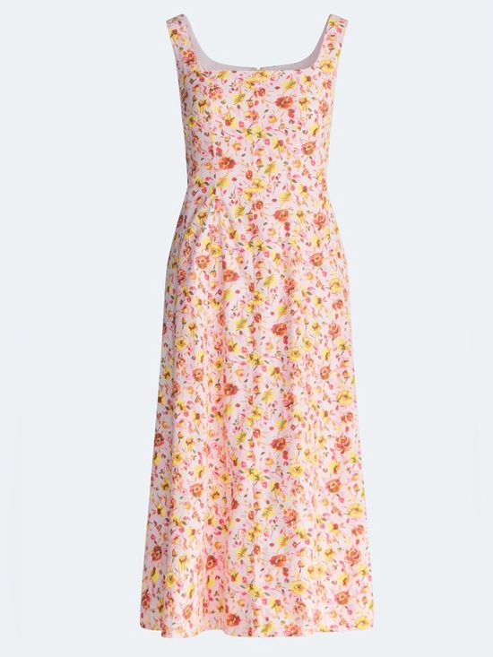 Free Assembly Dresses & Skirts - NWT Free Assembly Pink Floral Square Neck Cotton Midi Dress Fit & Flare Sz Small